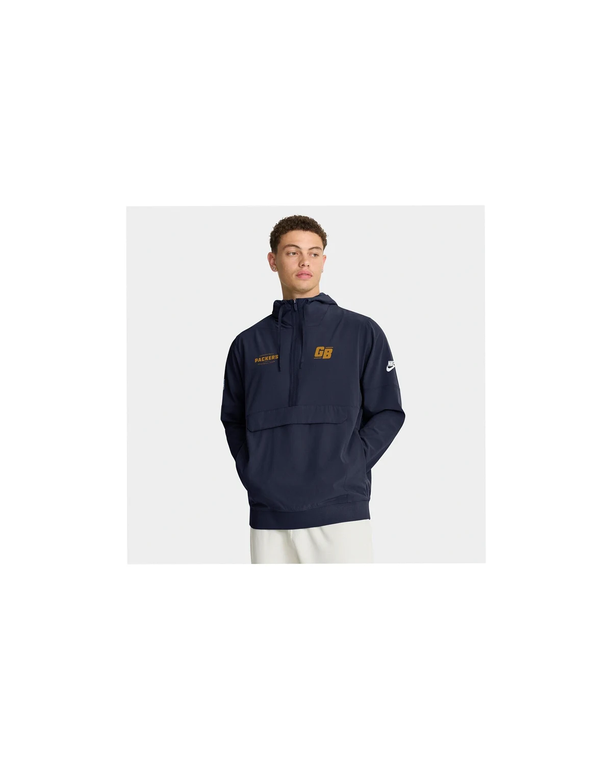 Men's Navy Green Bay Packers The 1923 Classic Sideline Half-Zip Anorak Jacket