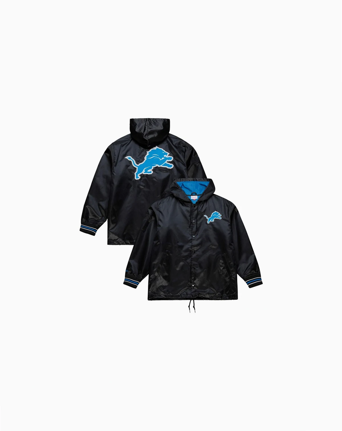 Men's Black Detroit Lions Downtown Satin Full-Snap Jacket