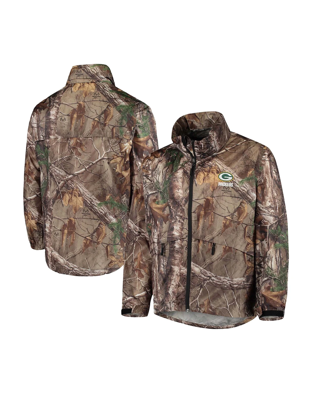 Men's Realtree Camo Green Bay Packers Sportsman Waterproof Packable Full-Zip Jacket