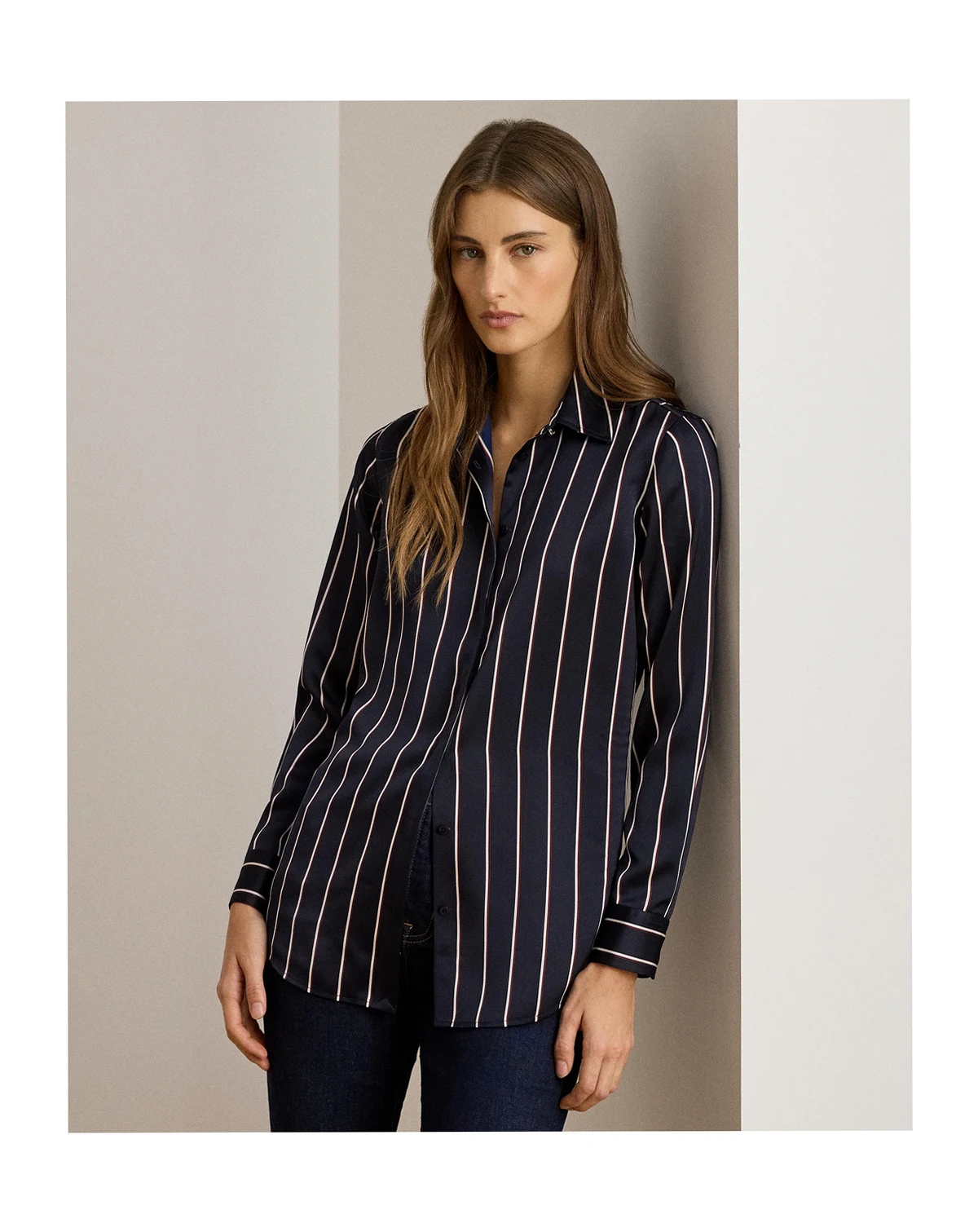 Women's Striped Charmeuse Shirt