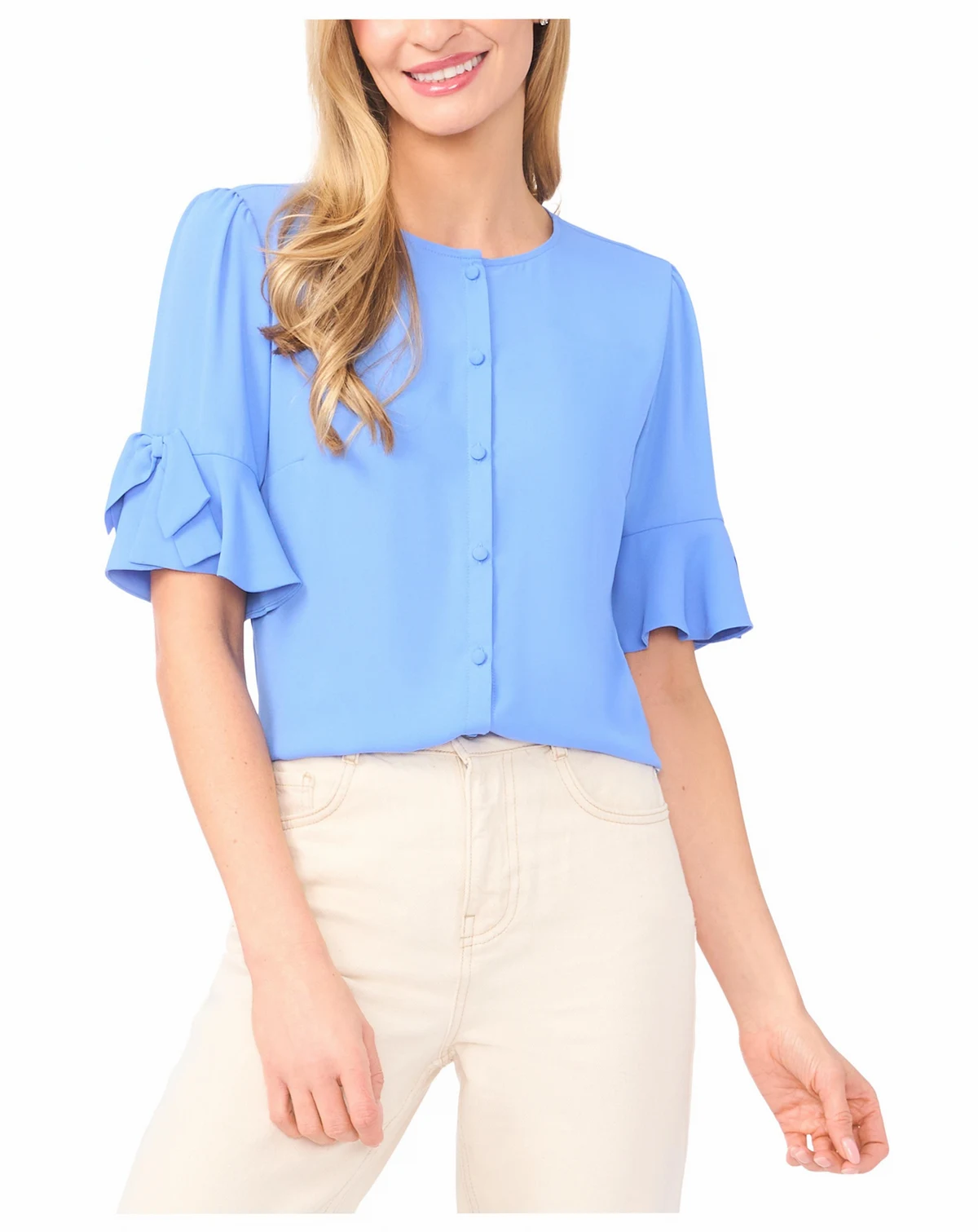 Women's Flounce Sleeve Crewneck Top
