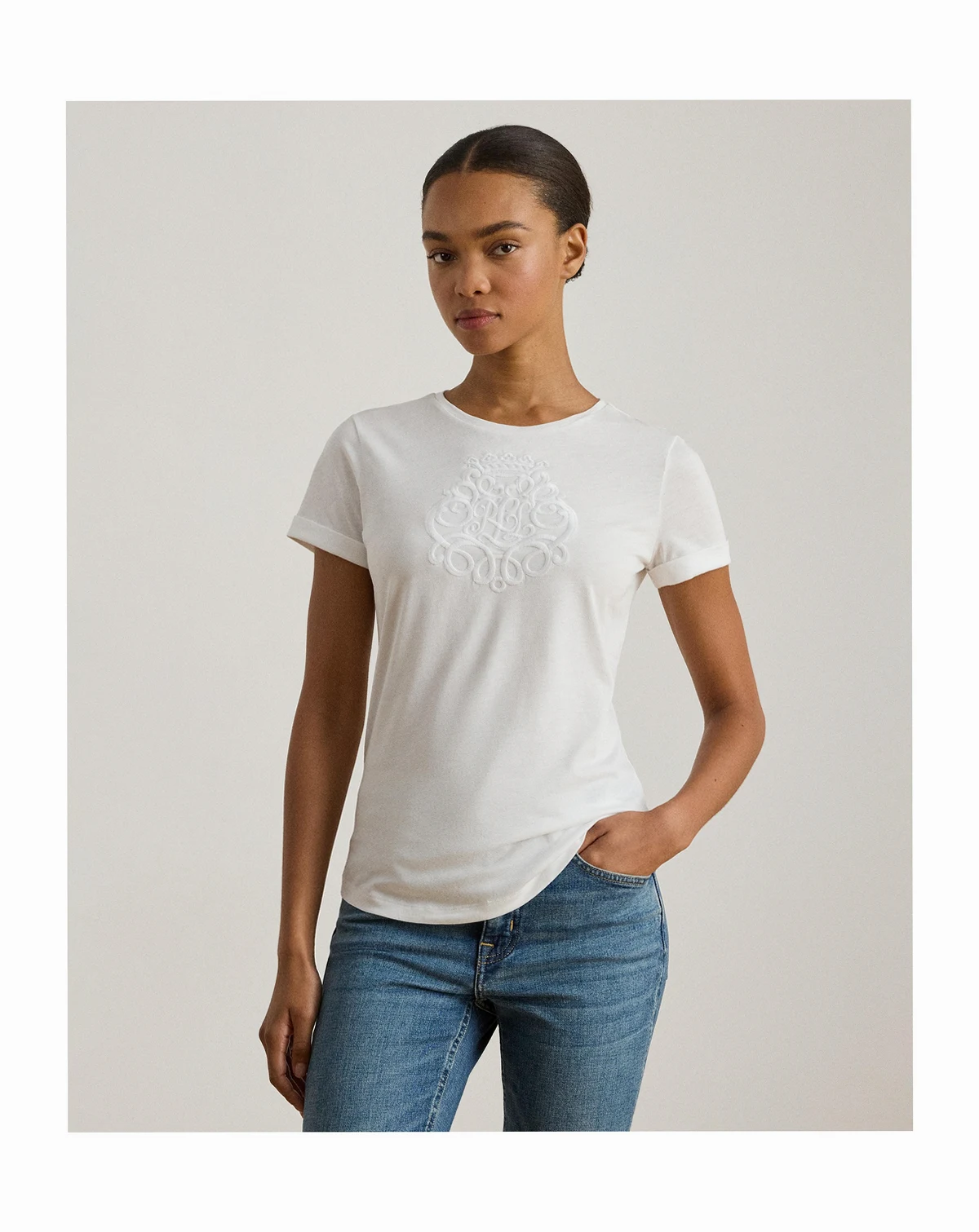 Women's Crewneck Embroidered-Logo T-Shirt