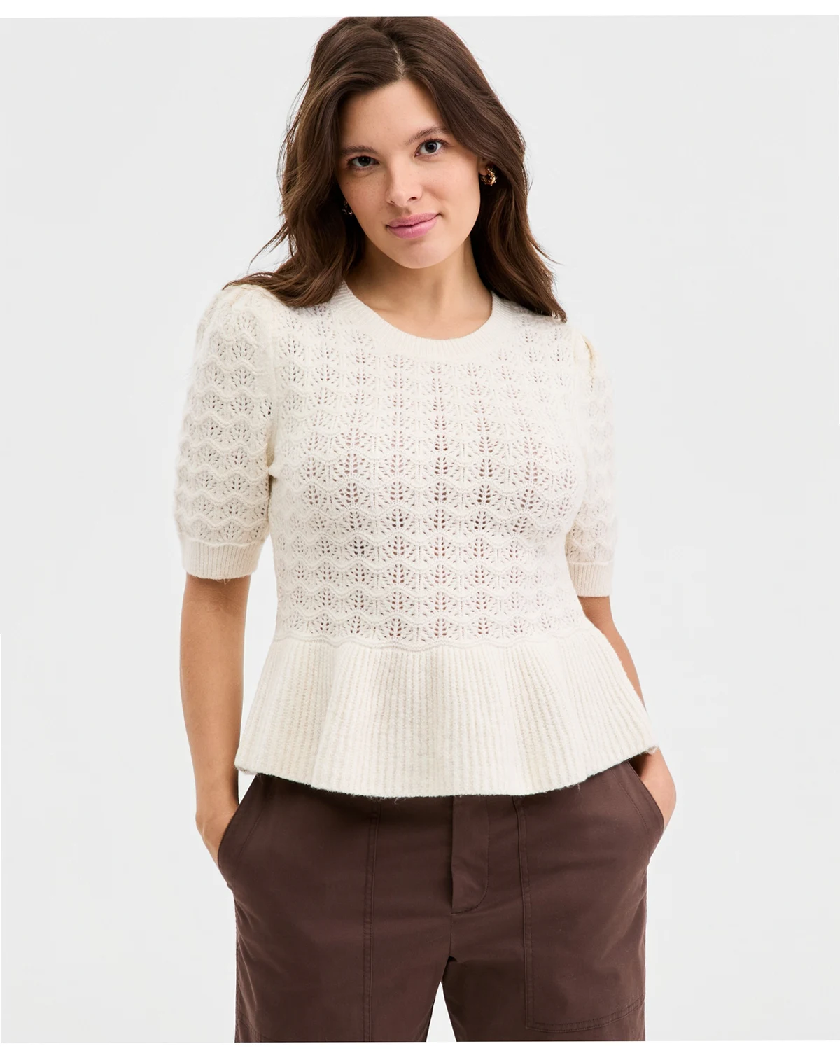 Women's Ruffle-Hem Sweater Top, Macy's Exclusive