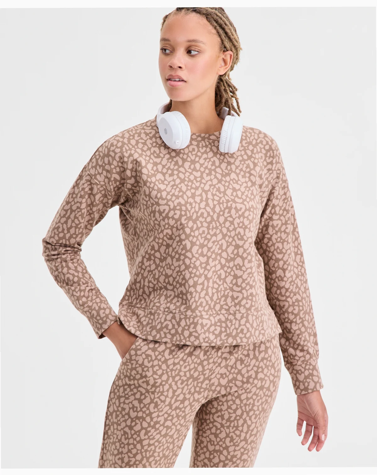 Women's Relaxed Animal-Print Fleece Sweatshirt, Macy's Exclusive