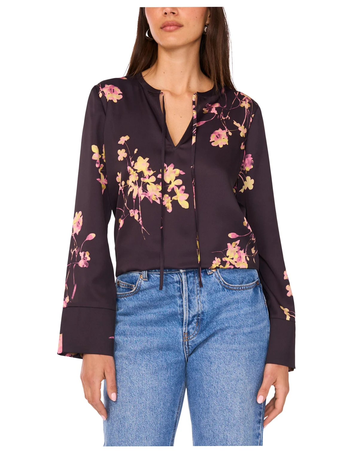 Women's V-Neck Long-Sleeve Top