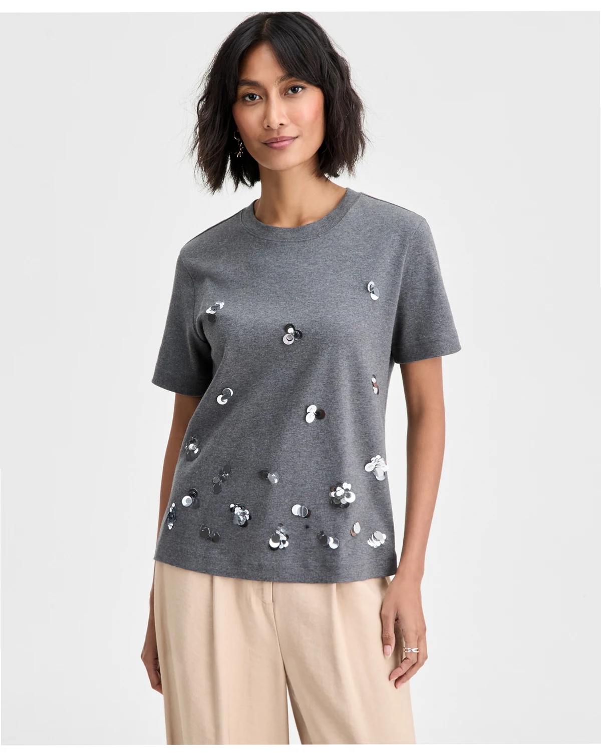 Women's Scattered Paillette T-Shirt, Macy's Exclusive