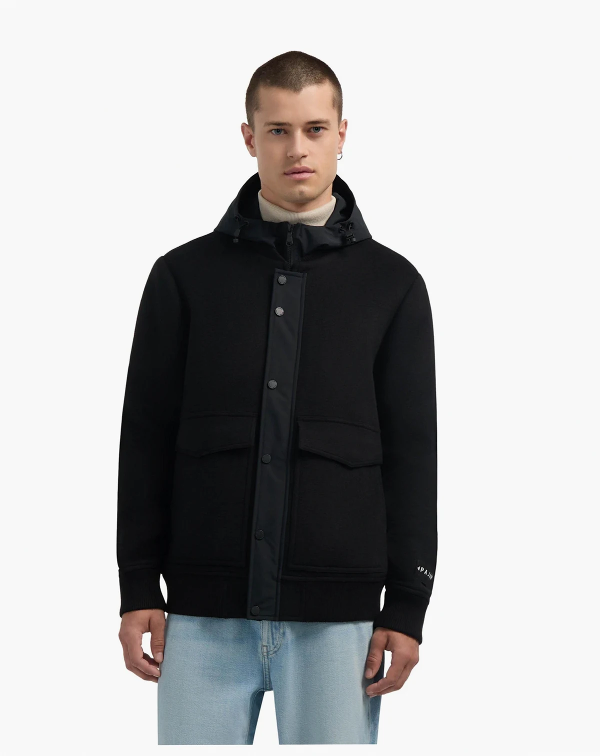 Men's Men s Hader Wool Blend Bomber Jacket with Removable Hooded Bib