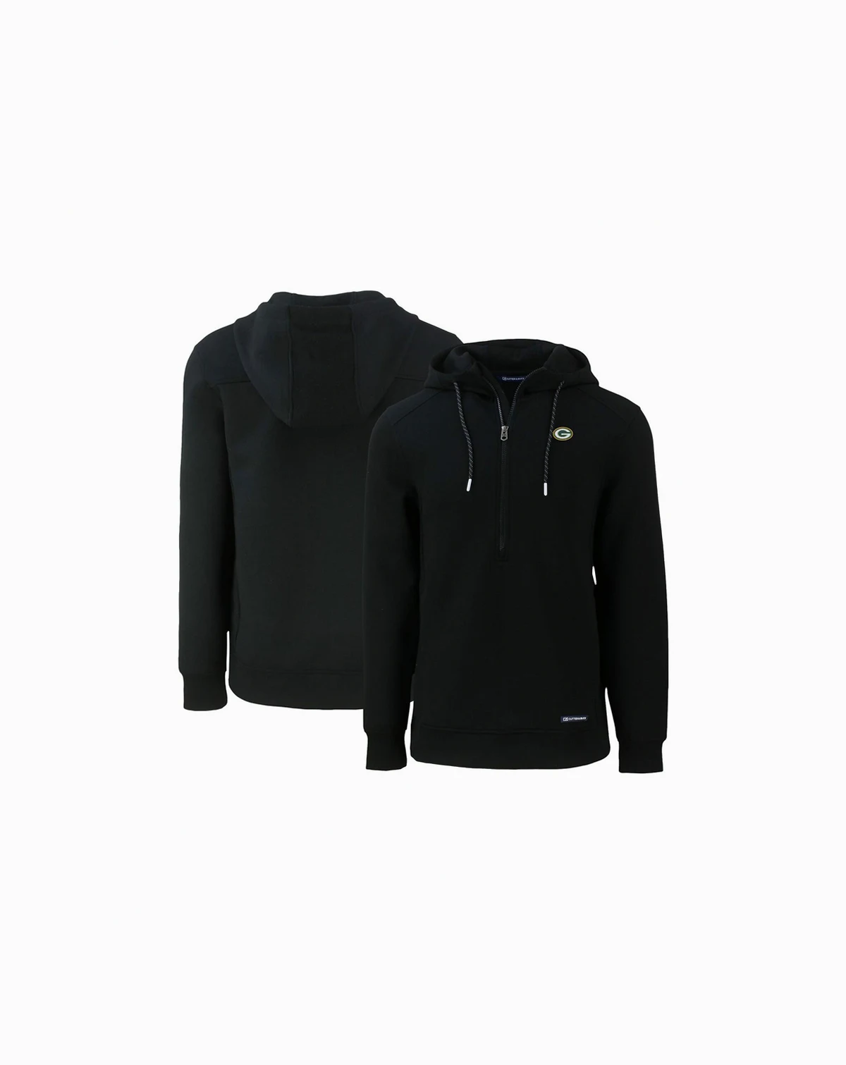 Men's Black Green Bay Packers Primary Mark Roam Half-Zip Pullover Hoodie