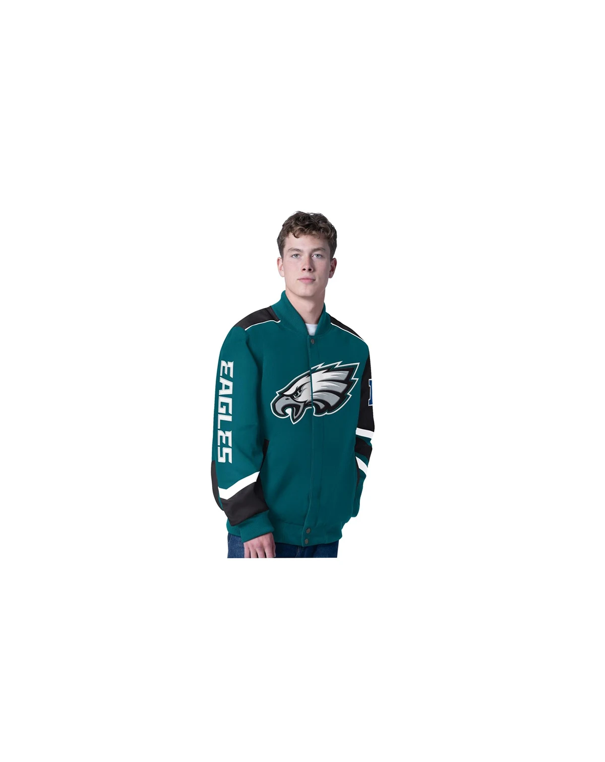 Men's Midnight Green Philadelphia Eagles Prime Time Full-Zip Racing Jacket