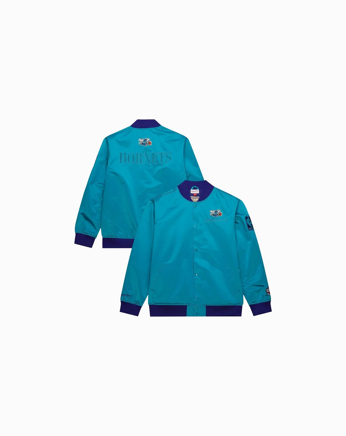 Men's Teal Charlotte Hornets Hardwood Classics Team OG 3.0 Lightweight Satin Full-Snap Jacket