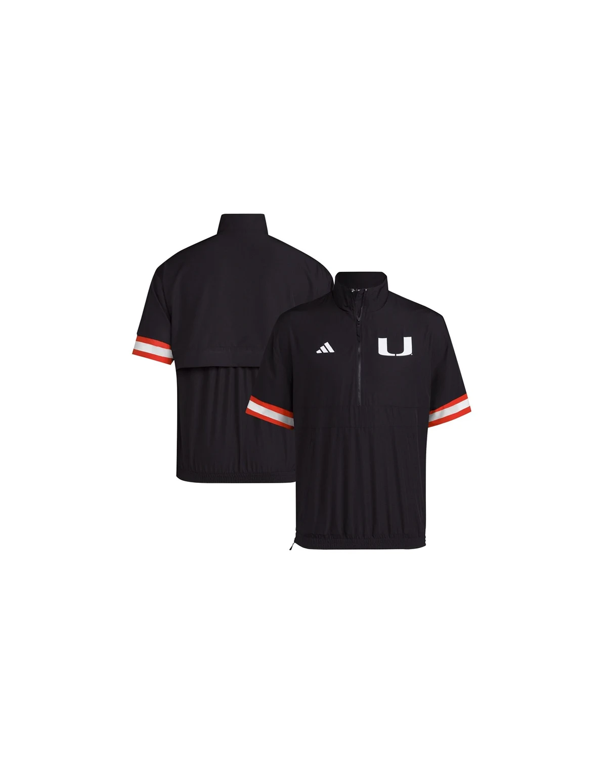 Men's Black Miami Hurricanes Strategy Short Sleeve Half-Zip Jacket