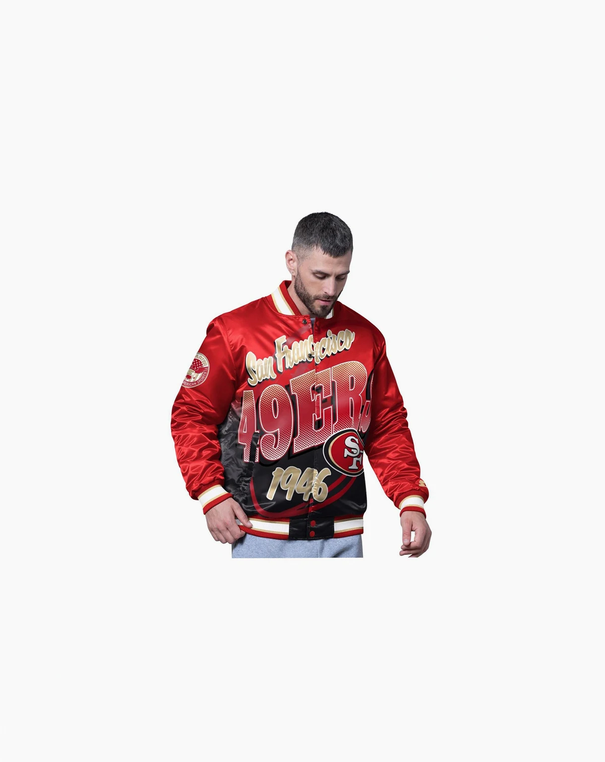 Men's Scarlet San Francisco 49ers Pass Rush Varsity Full-Snap Jacket