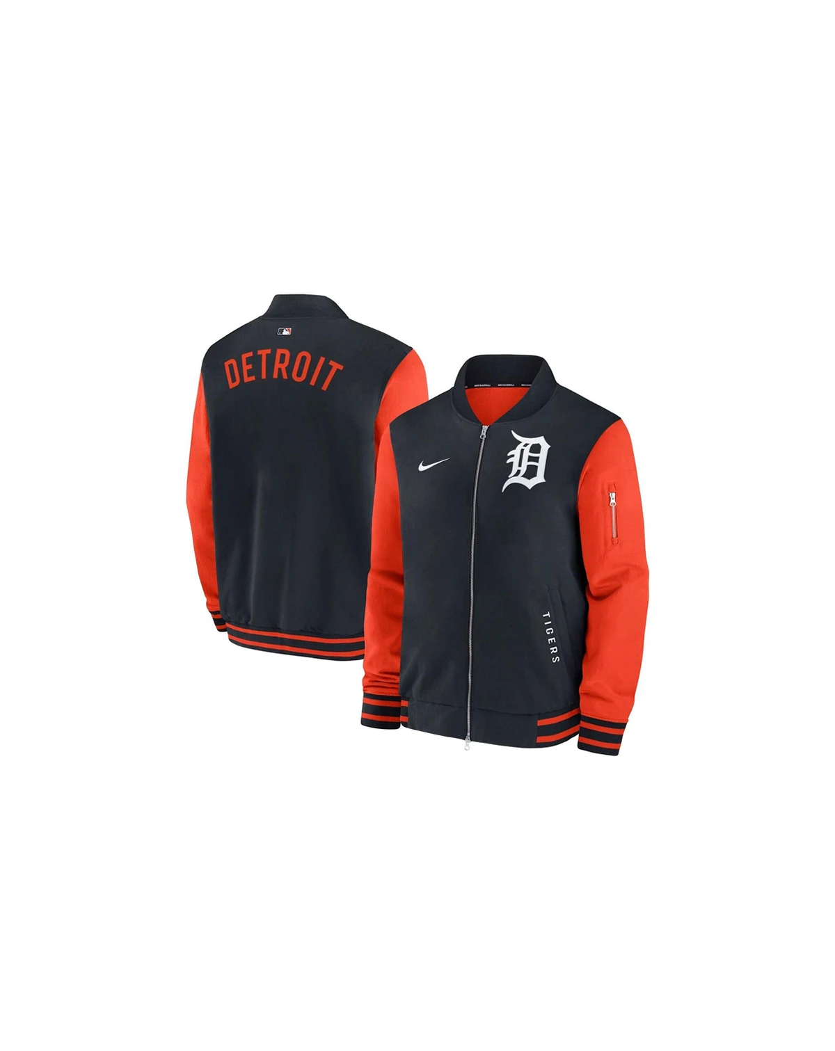 Men's Navy/Orange Detroit Tigers Authentic Collection Dugout Full-Zip Bomber Jacket