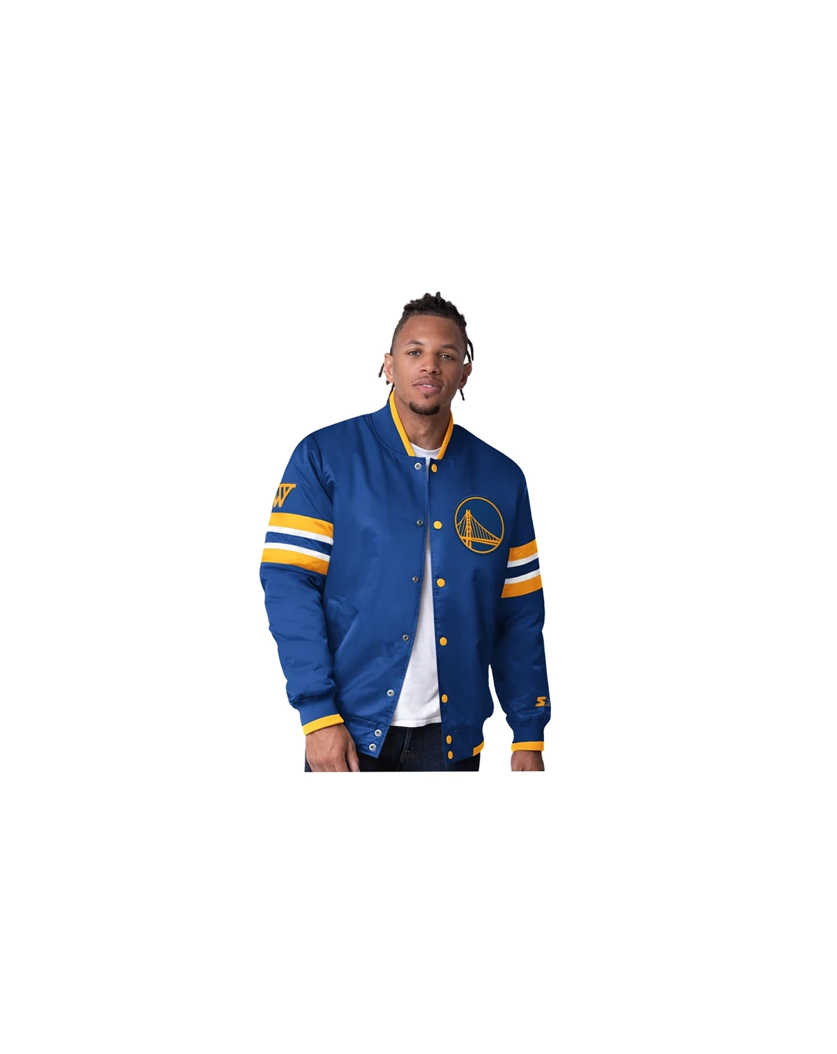 Men's Royal Golden State Warriors Scout Varsity Satin Full-Snap Jacket