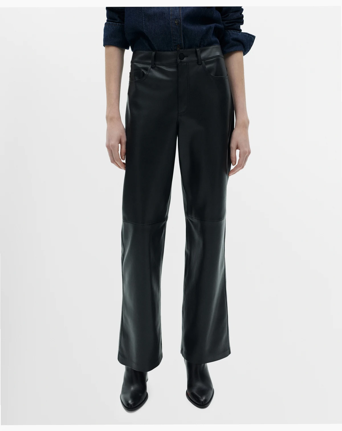 Women's Leather-Effect Straight Pants