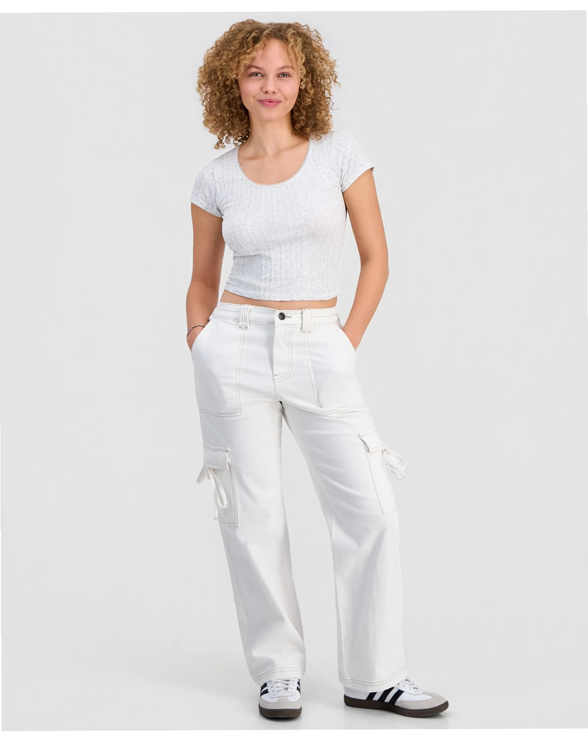 Juniors' Twill Cargo Pants