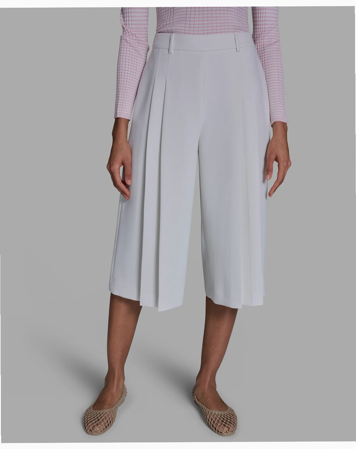 Women's High-Rise Pleated Culotte Pants