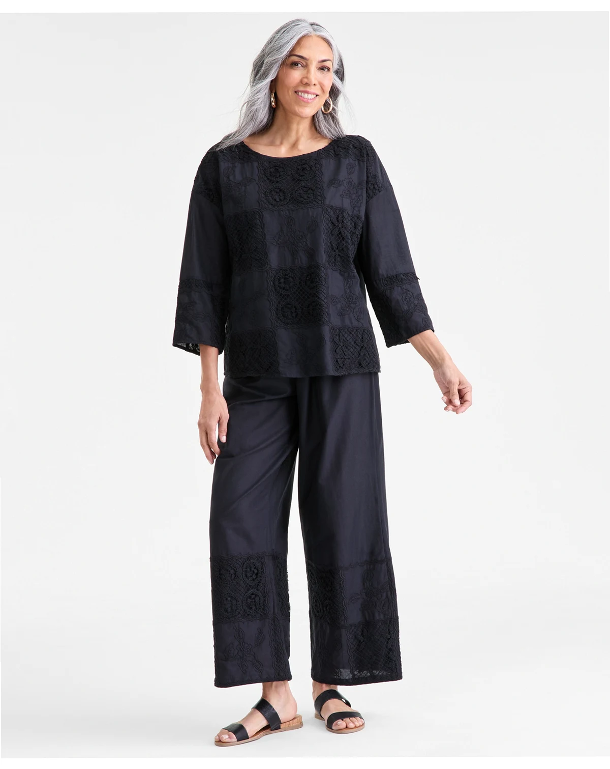 Petite Pull-On Patchwork Straight Pants, Macy's Exclusive
