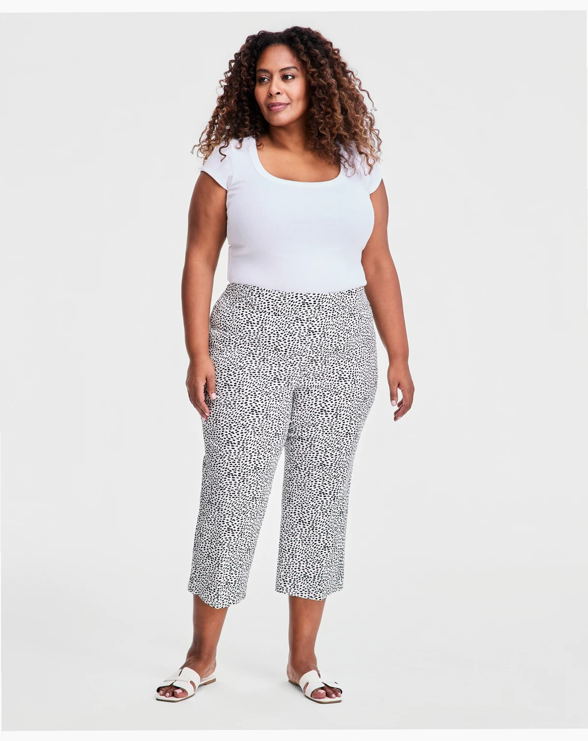 Plus Size Printed Rivet-Trim Capri Pants, Macy's Exclusive