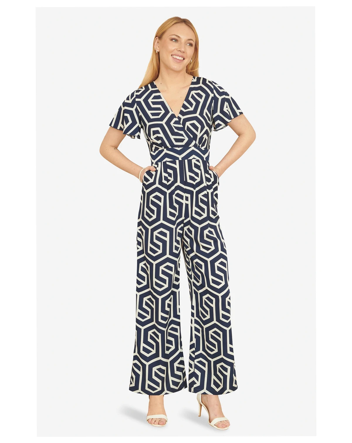 Women's Sculpting Wrap Wide Leg Maxi Jumpsuit