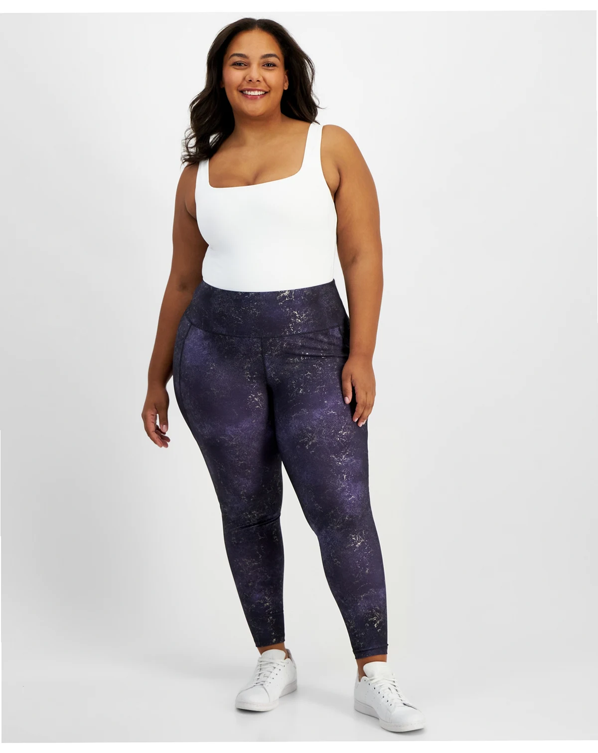 Plus Size Midnight Foil 7/8 Leggings, Created by Macy's