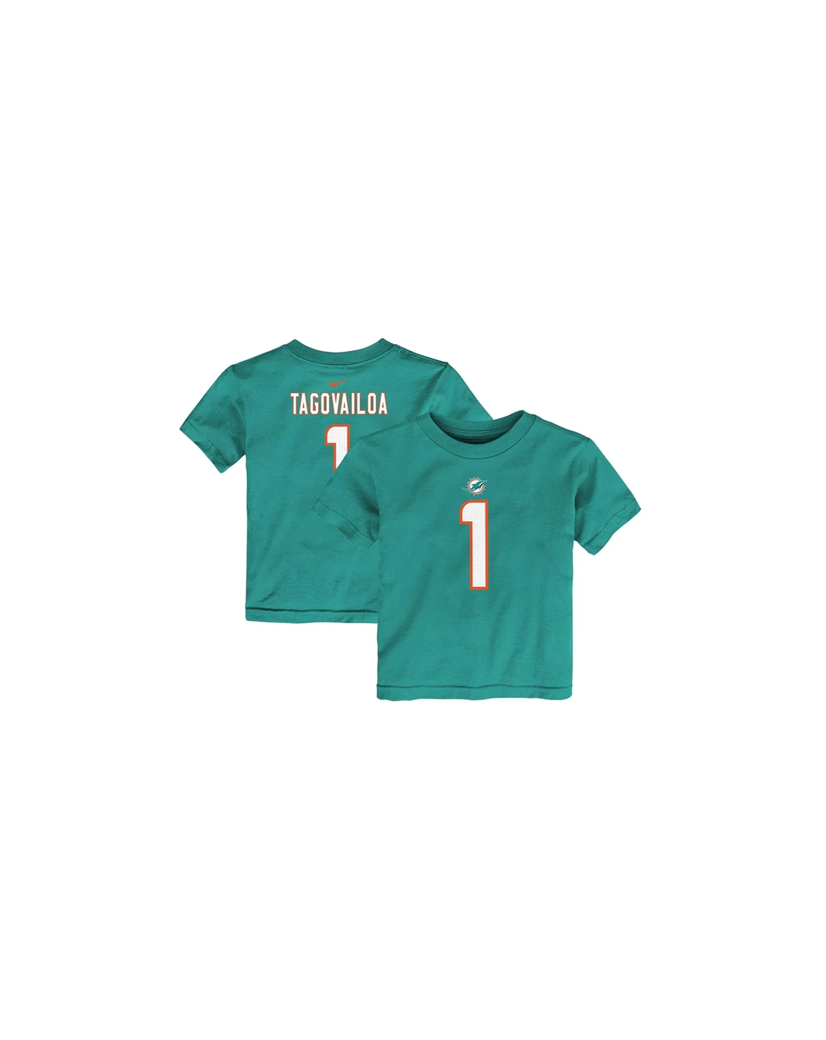 Toddler Boys and Girls Tua Tagovailoa Aqua Miami Dolphins Player Name and Number T-shirt