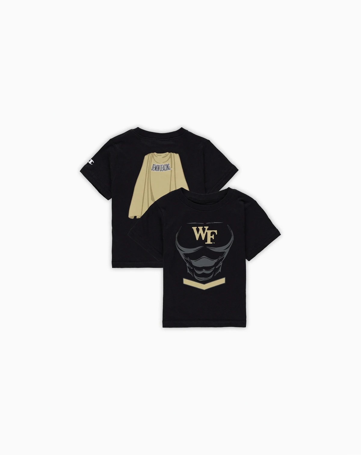 Toddler Boys and Girls Black Wake Forest Demon Deacons Super Hero T-shirt