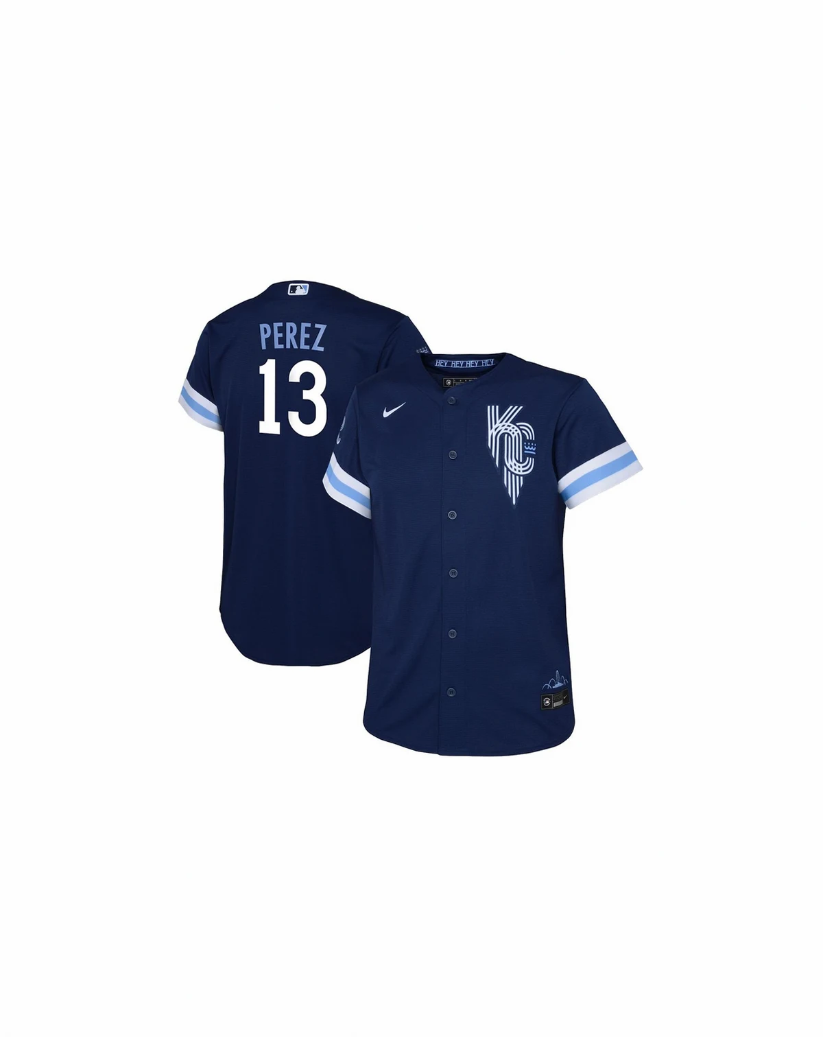 Toddler Boys and Girls Salvador Perez Navy Kansas City Royals City Connect Replica Player Jersey