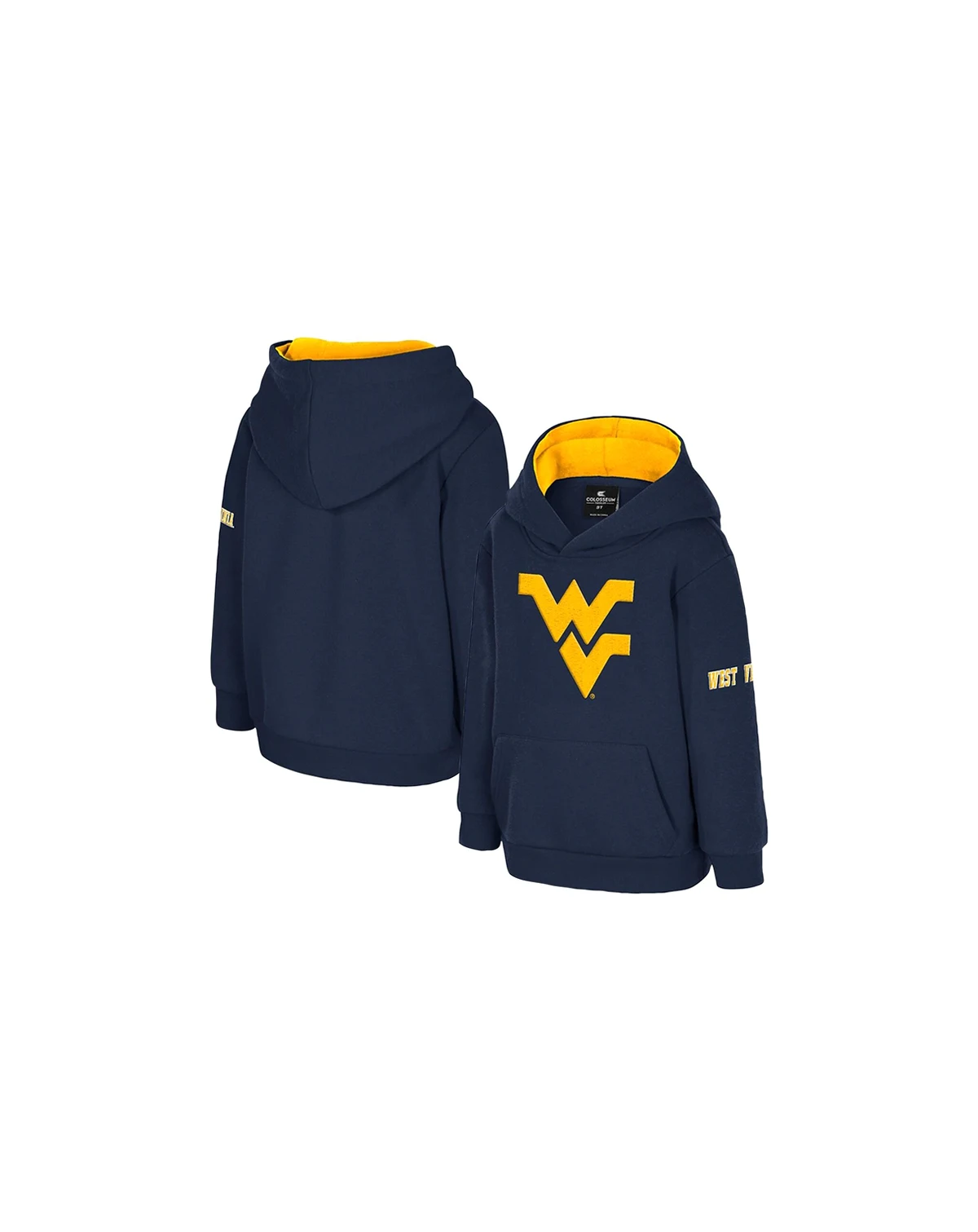 Toddler Navy West Virginia Mountaineers Big Logo Volume Fleece Pullover Hoodie