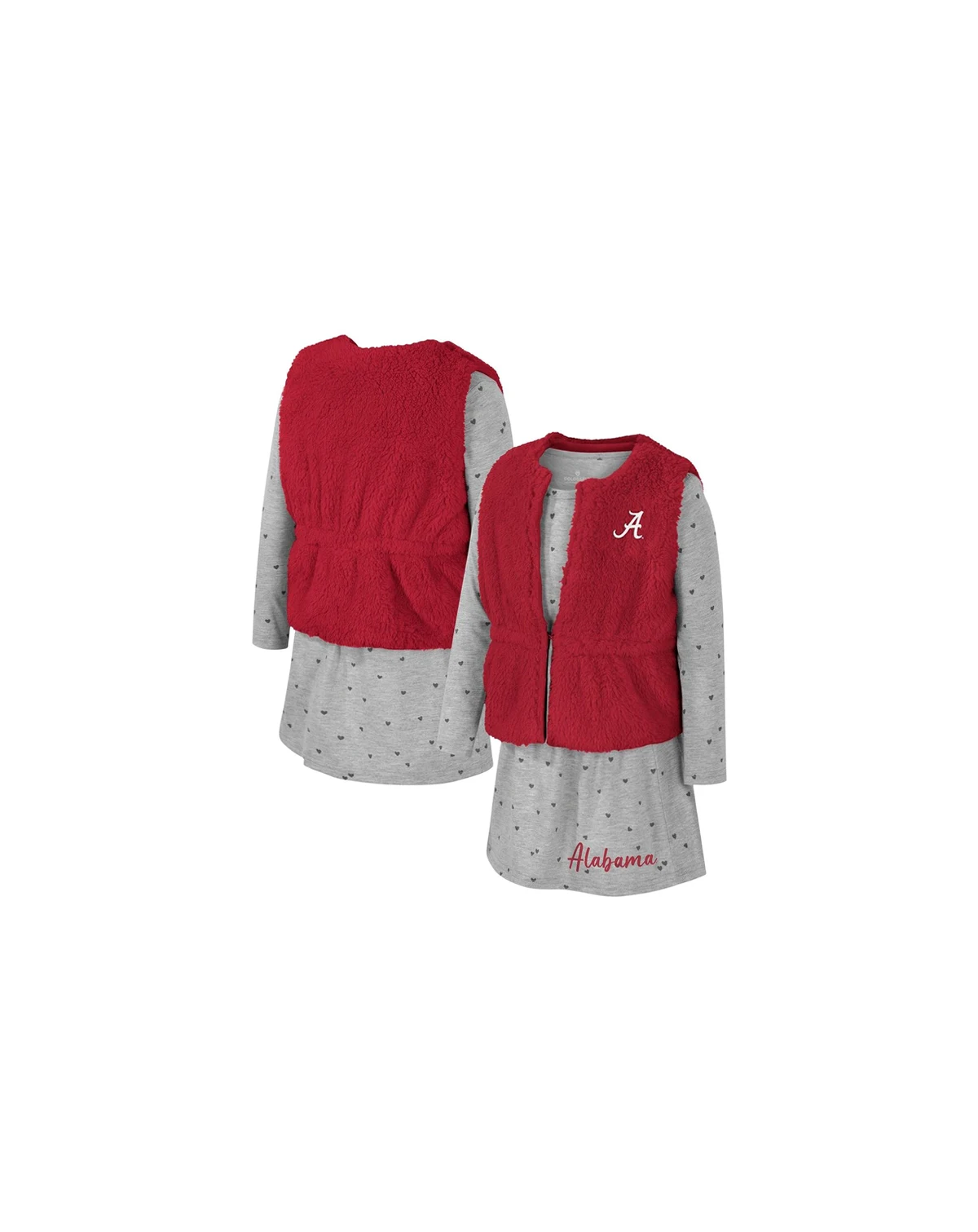 Girls Toddler Crimson Alabama Crimson Tide Meowing Vest and Dress Set