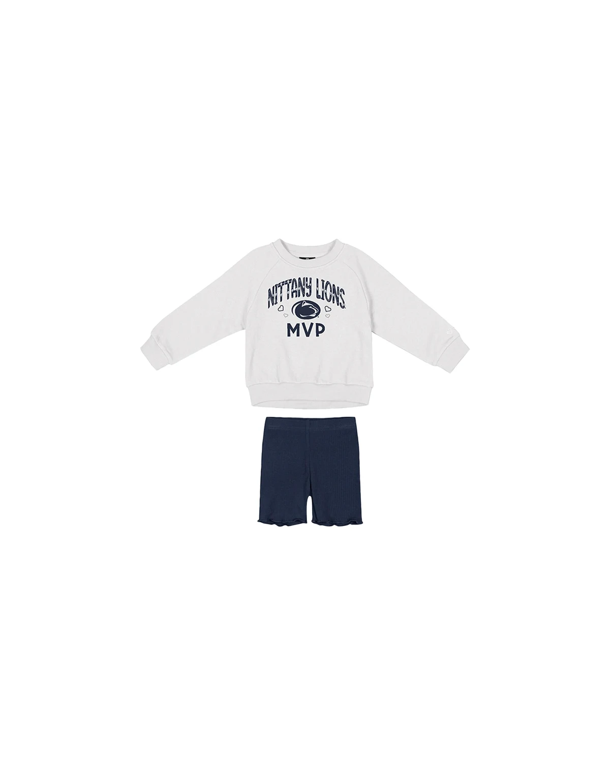 Girls 2-Piece Toddler White/Navy Penn State Nittany Lions Beta Fleece Sweatshirt and Shorts Set