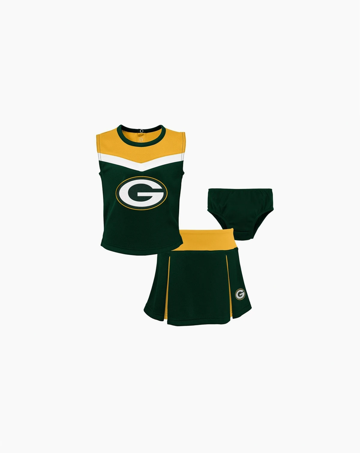 Girls Toddler Green Green Bay Packers Spirit Cheer Three-Piece Cheerleader Set
