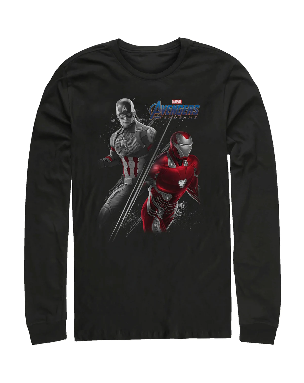 Marvel Men's Avengers Endgame Iron Man Captain America Split, Long Sleeve T-shirt