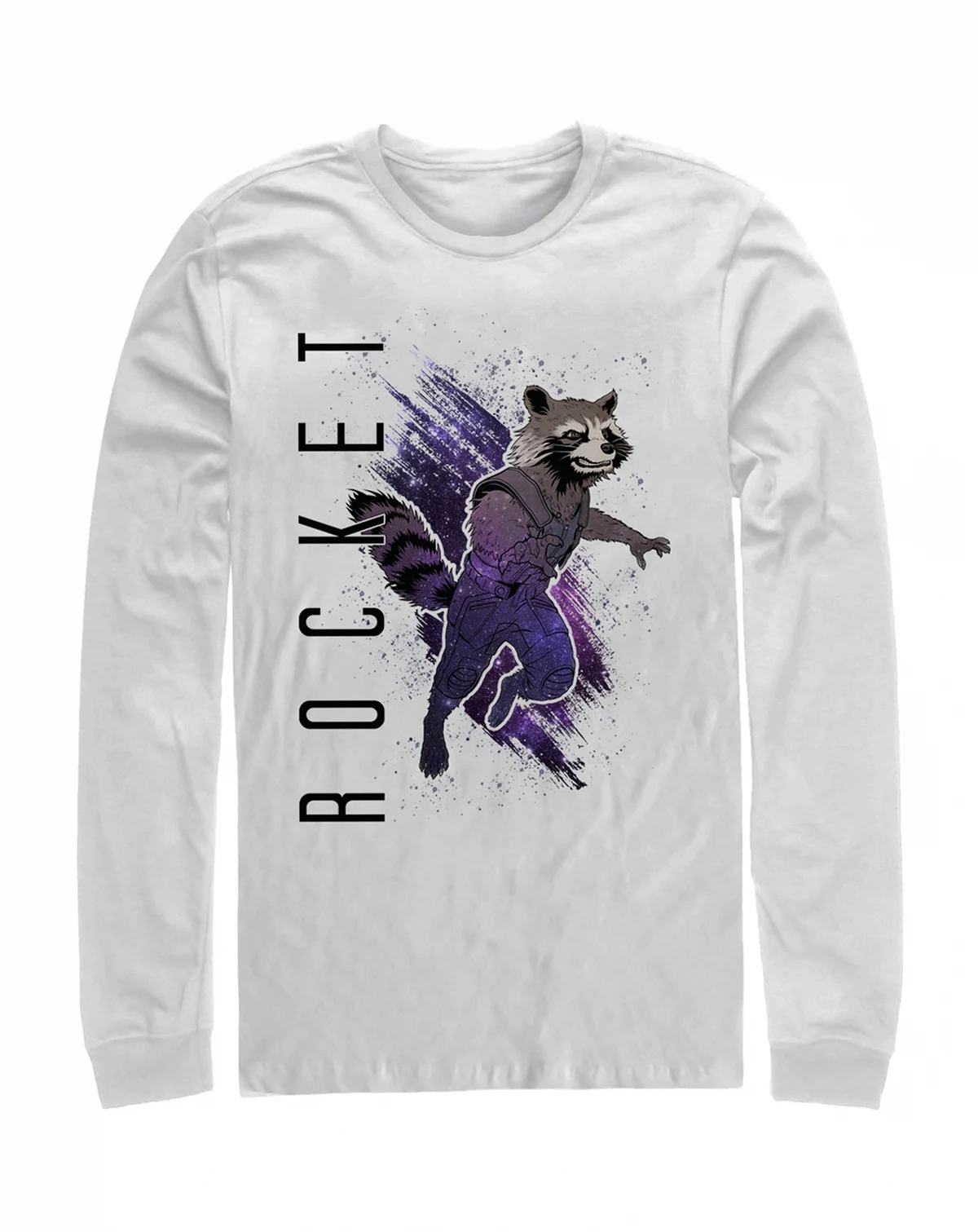 Marvel Men's Avengers Endgame Rocket Painted Portrait Poster, Long Sleeve T-shirt