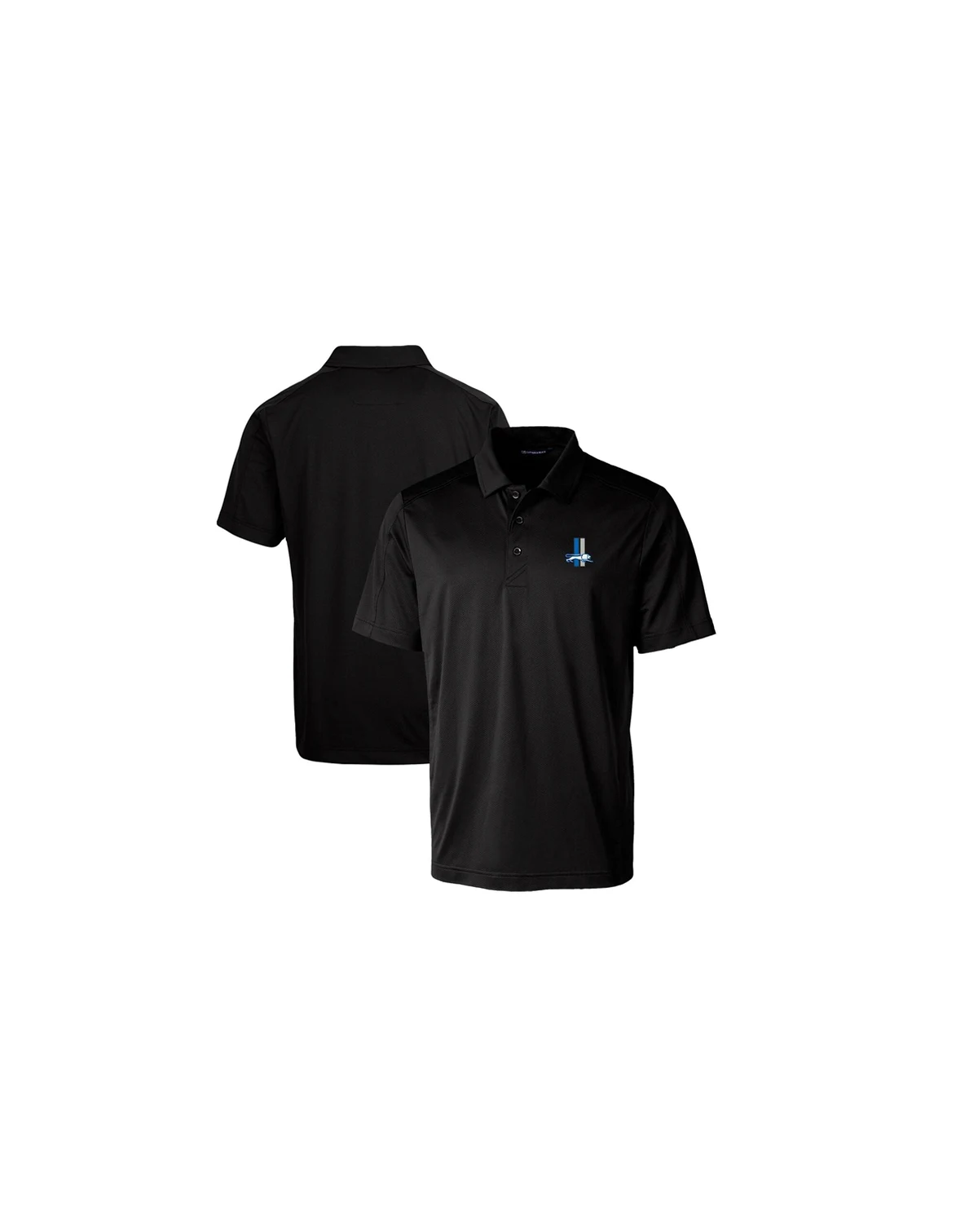 Men's Black Detroit Lions Throwback Logo Prospect Textured Stretch Polo