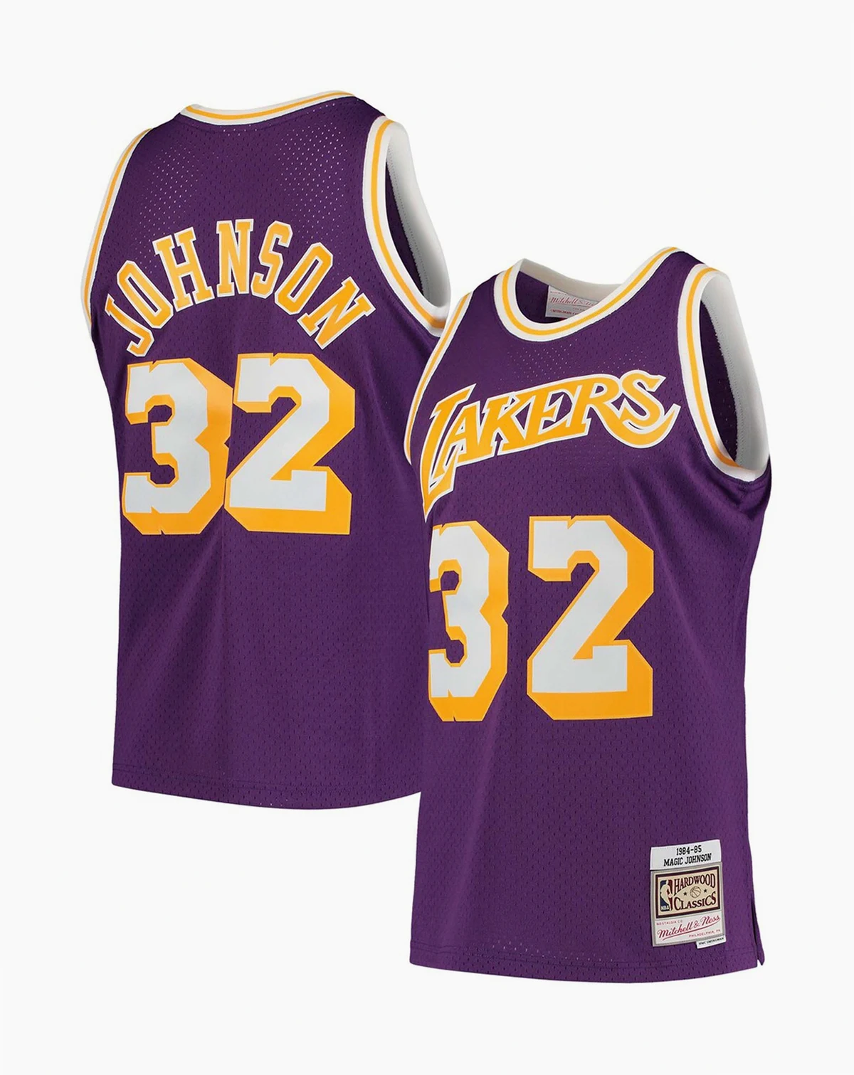Men's Magic Johnson Purple Los Angeles Lakers 1984-85 Hardwood Classics Swingman Player Jersey