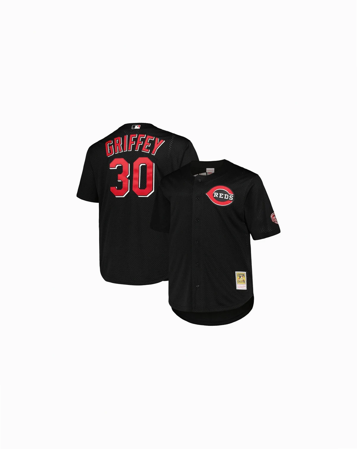 Men's Ken Griffey Jr. Black Cincinnati Reds Big and Tall Cooperstown Collection Batting Practice Replica Jersey