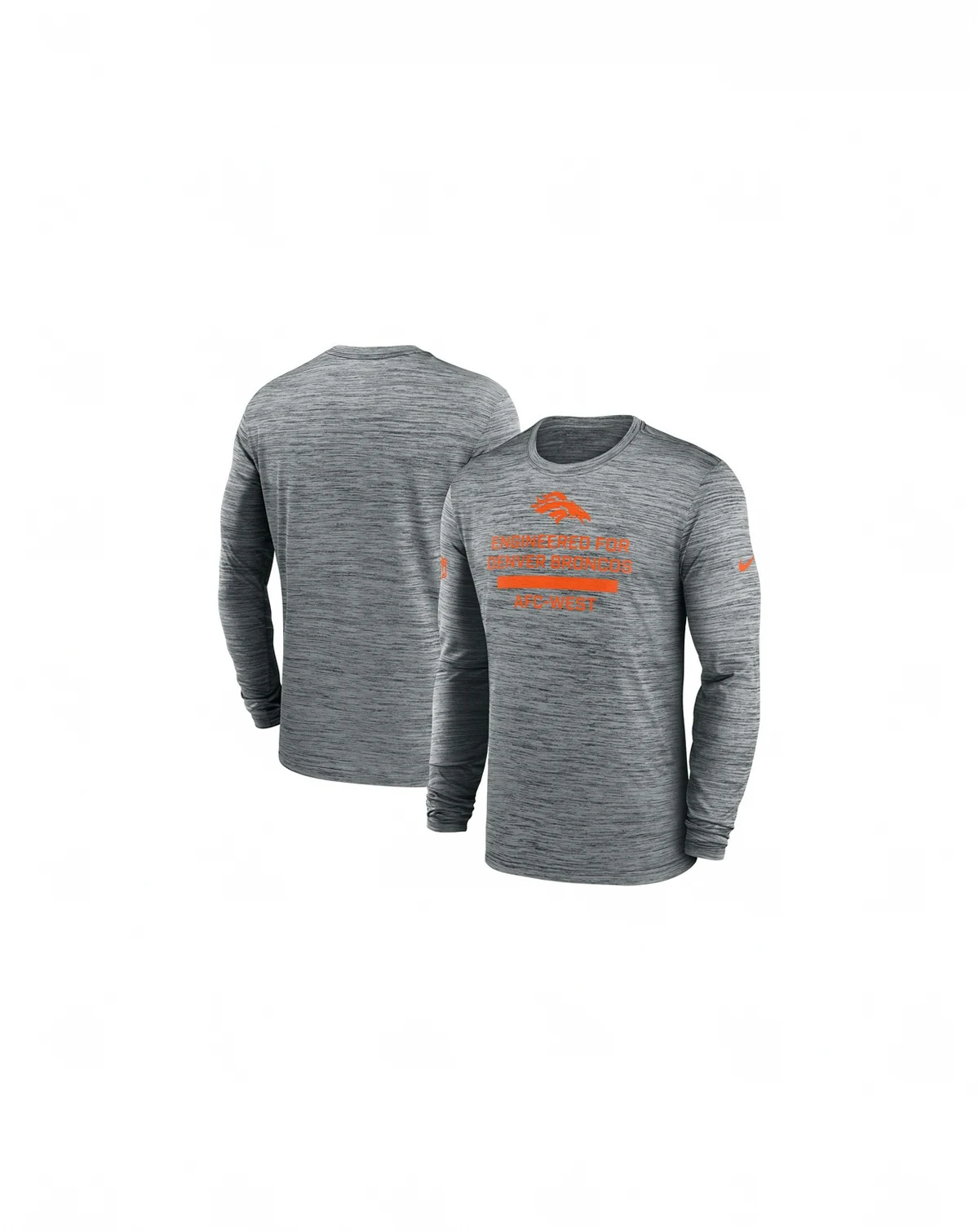 Men's Gray Denver Broncos Sideline Velocity Performance Long Sleeve T-Shirt