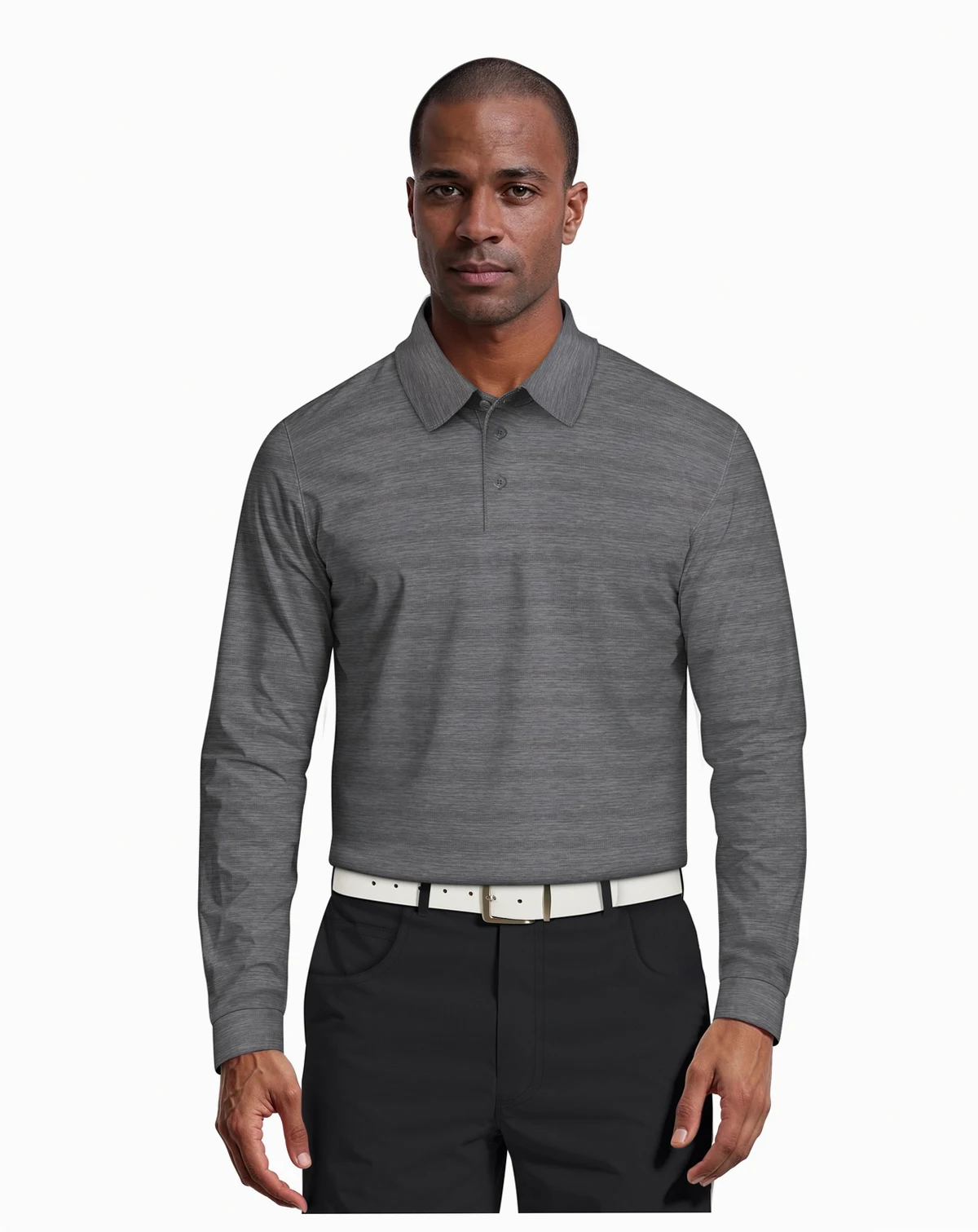 Men's Jaspe Print Long-Sleeve Golf Polo Shirt
