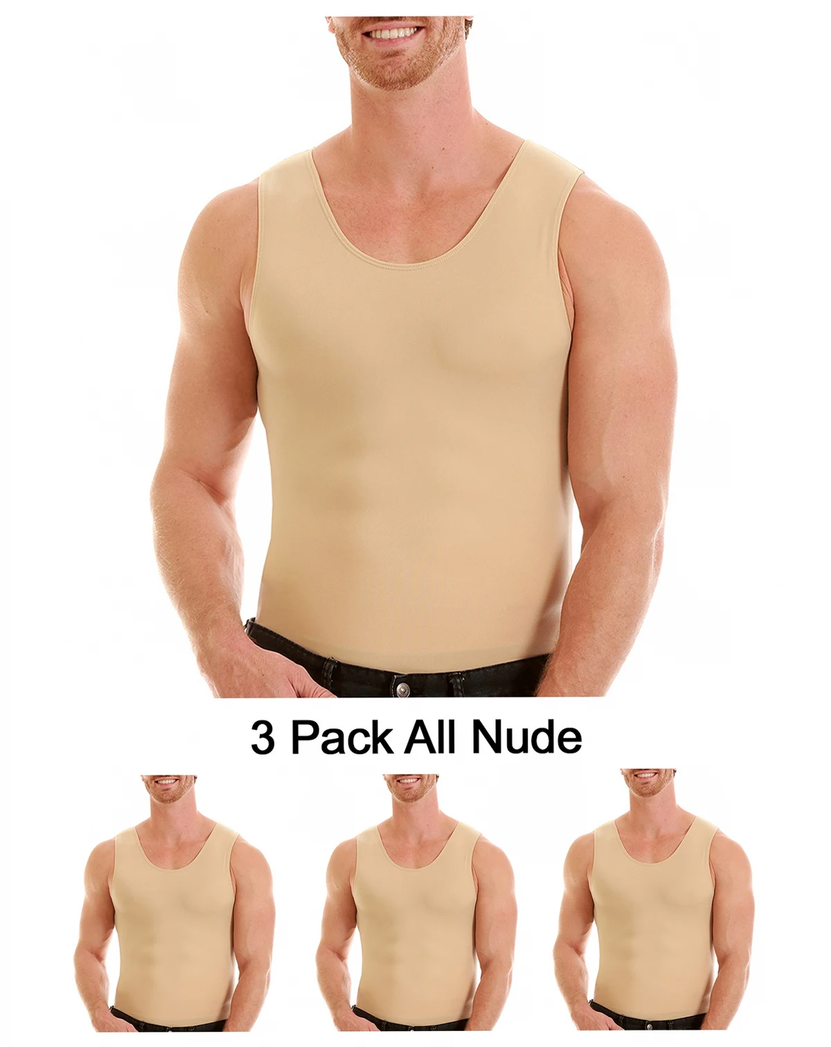 Men's Big & Tall Insta Slim 3 Pack Compression Muscle Tank T-Shirts