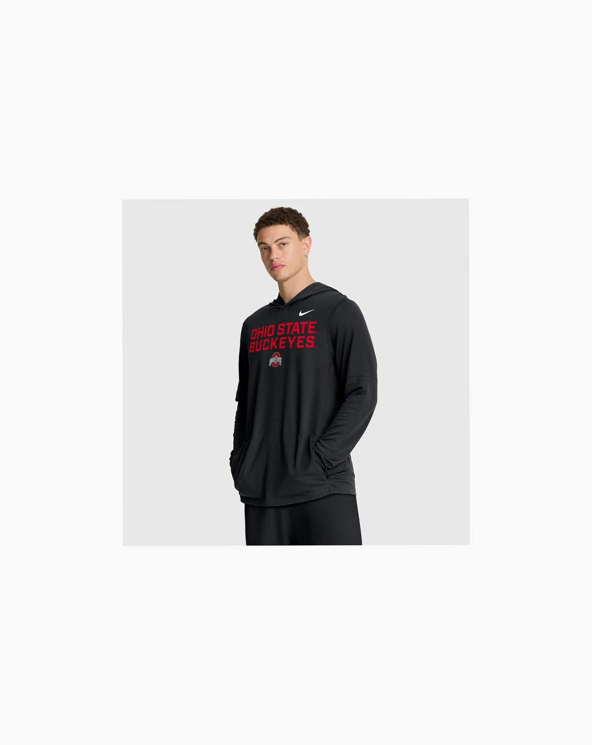 Men's Black Ohio State Buckeyes 2025 Sideline Performance Long Sleeve Hoodie T-Shirt