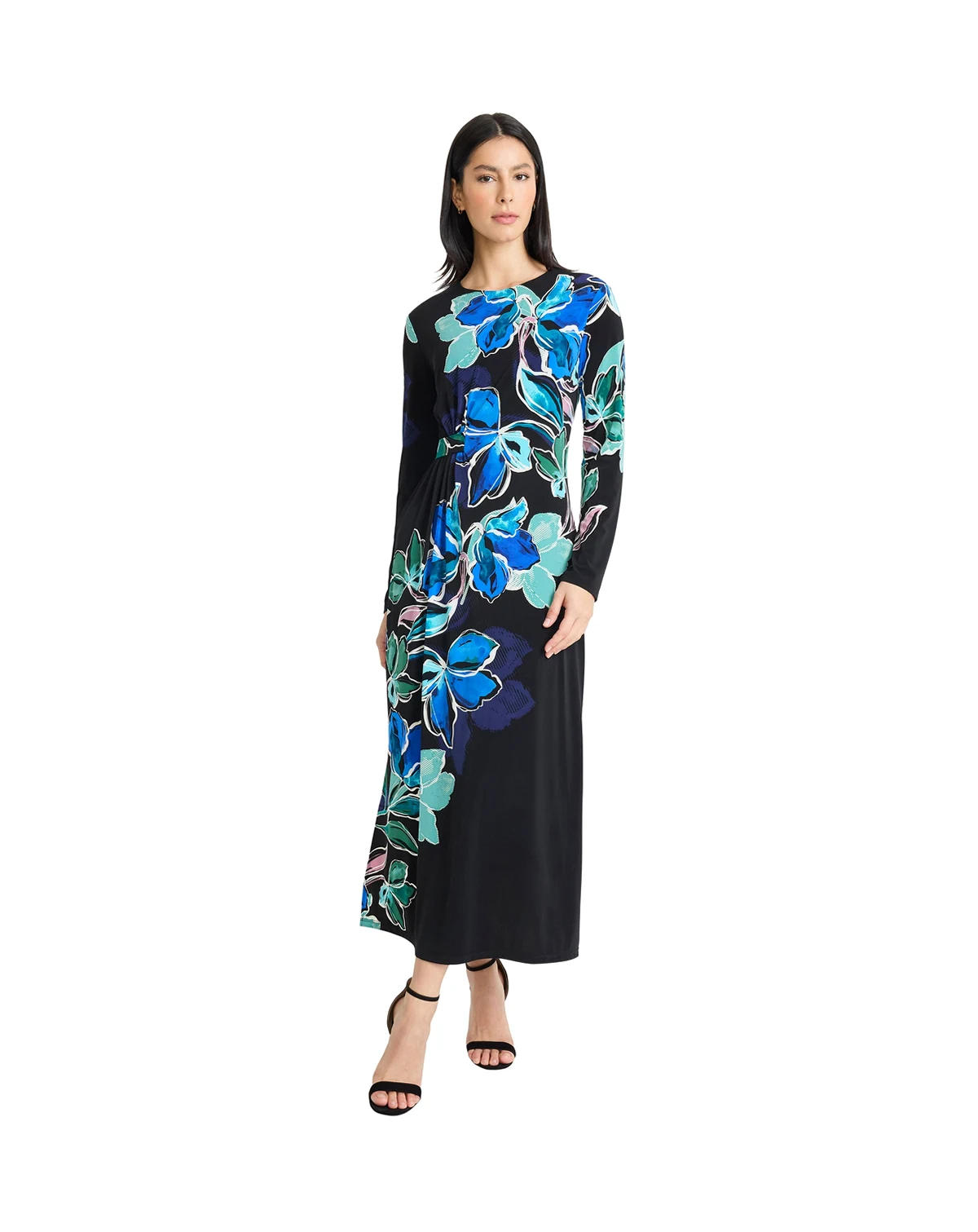 Women's Crewneck Placement Print Maxi Dress