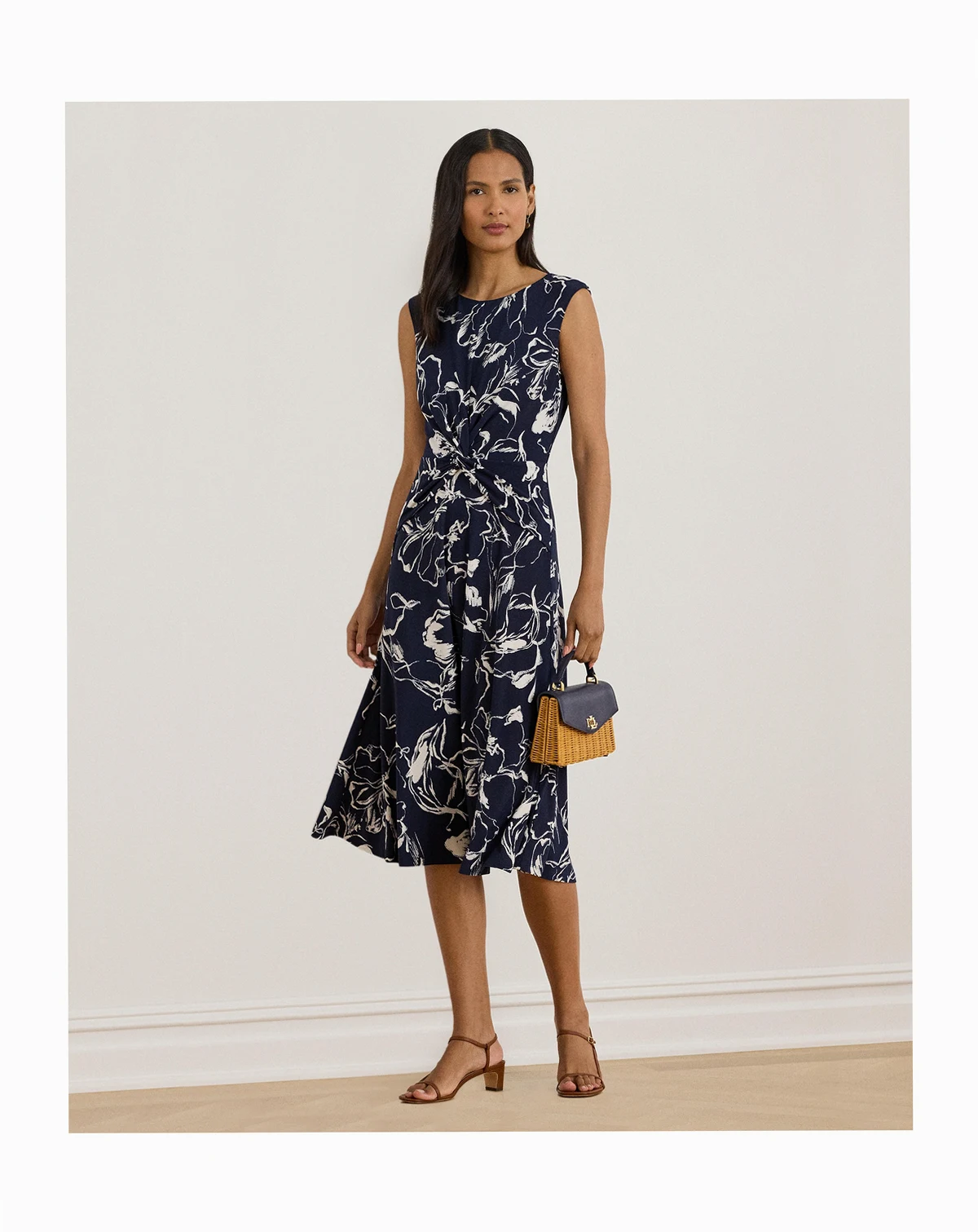 Women's Floral Twist-Front Jersey Dress