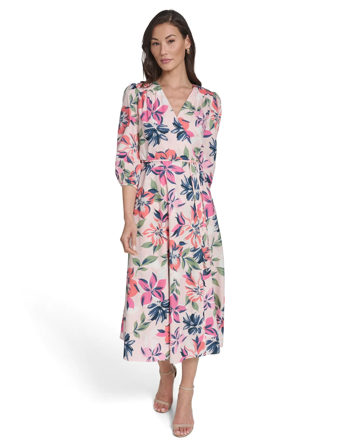 Women's Faux Wrap Midi Dress