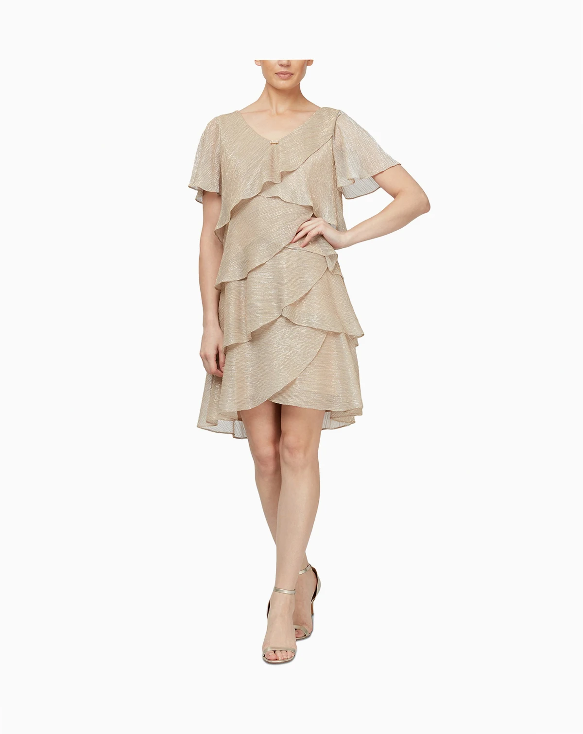 Women's Tiered Shimmer Shift Dress