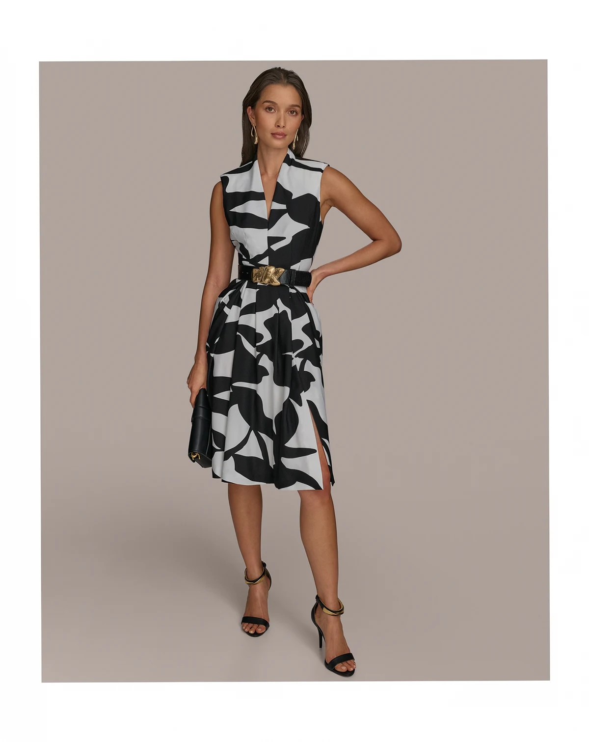 Women's Belted Sleeveless Midi Dress