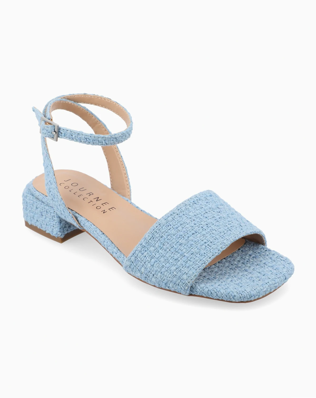 Women's Adleey Ankle Strap Tweed Block Heel Sandals