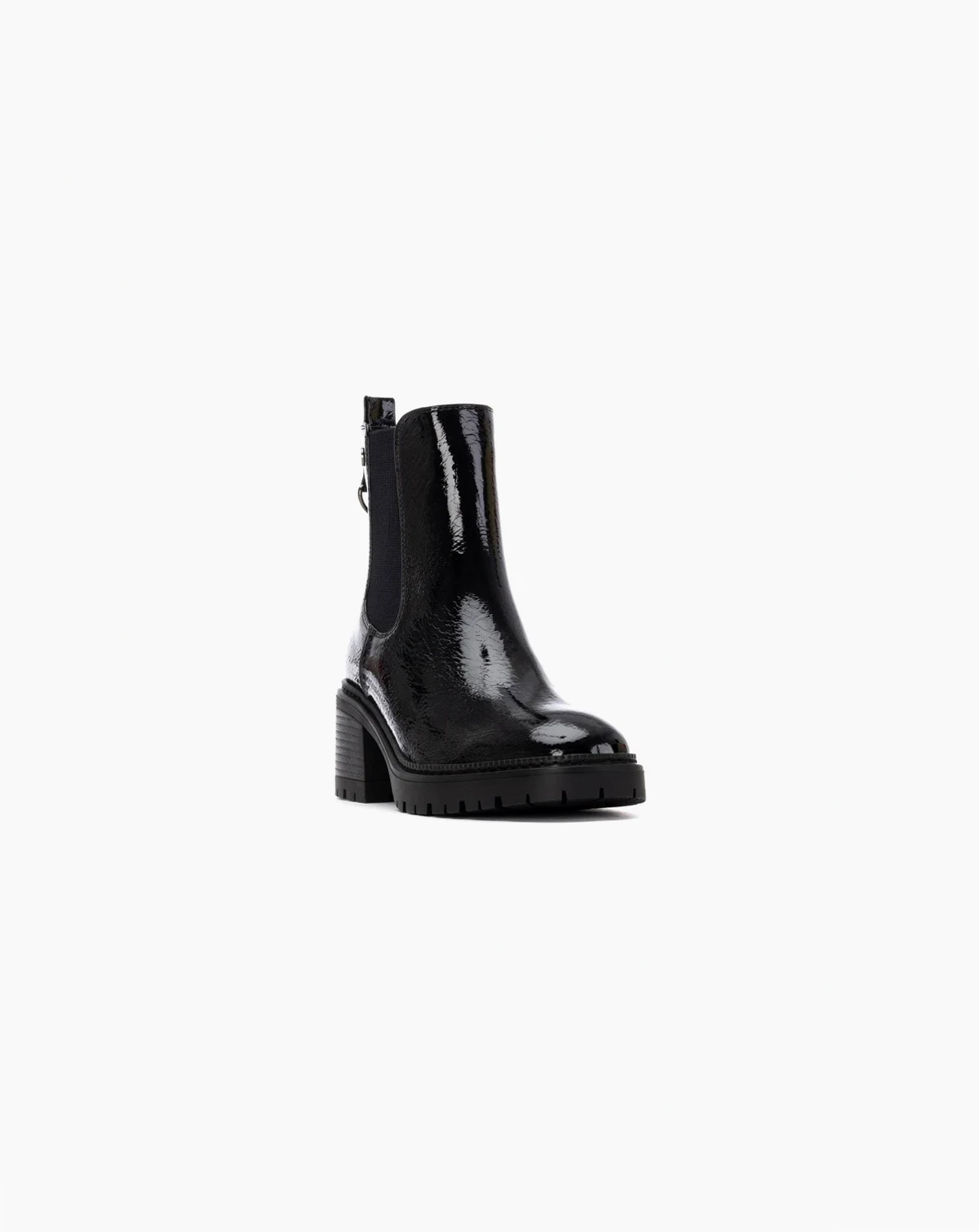 Women's Patent Leather Heeled Chelsea Booties