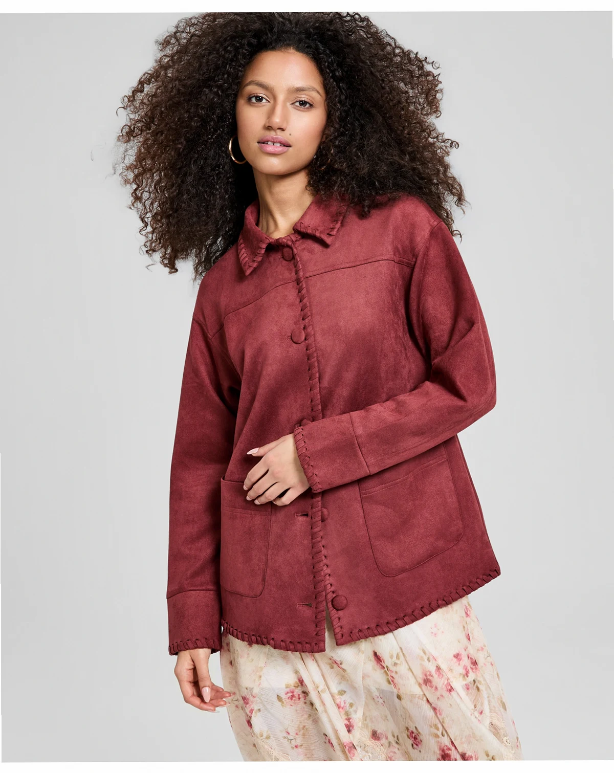Women's Faux Suede Whipstitch Jacket, Macy's Exclusive