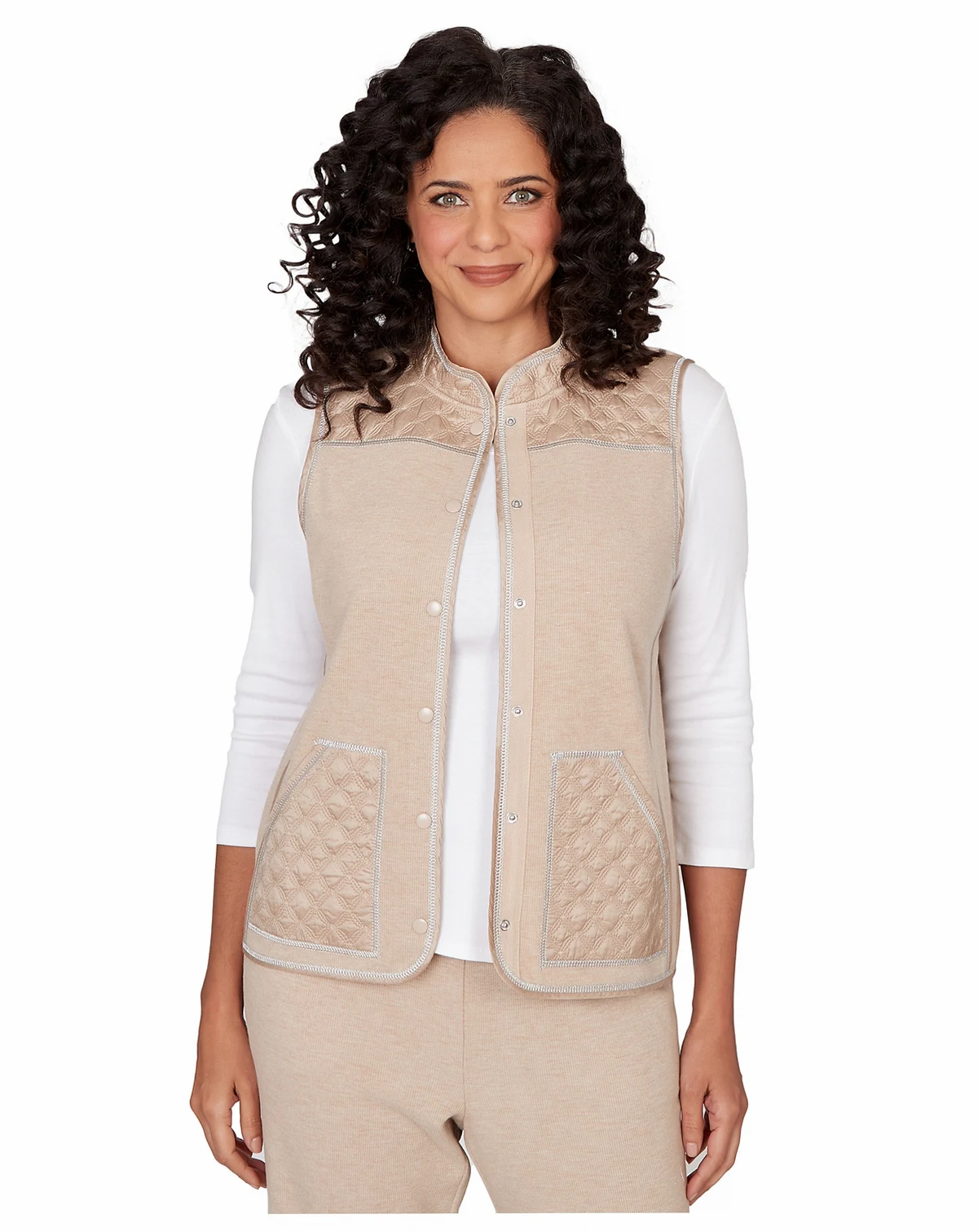 Petite Comfort and Joy Quilted Snap Front Vest